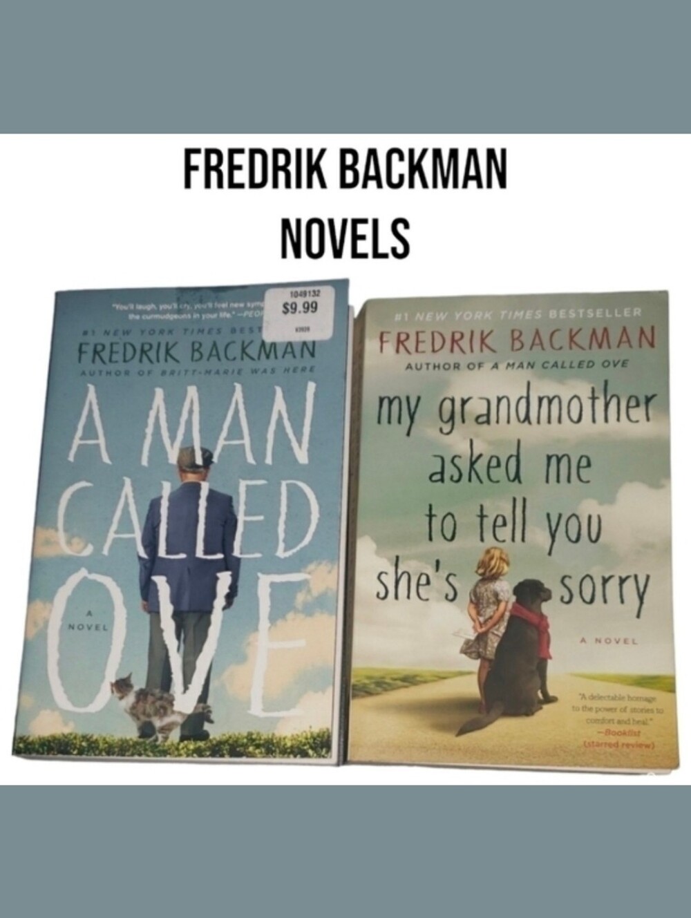 Fredrik Backman author 2 paperback novel books a man called ove + my grandmother